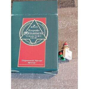 Hallmark Chipmunk parcel service 1992 ornament Xmas decor mini
